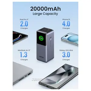 UGREEN Nexode 20000mAh 130W 3-Port Power Bank USB-C Laptop Charger, 100W Max USB-C1, 30W Max USB-C2, 22.5W USB-A, TFT Display, 35524B