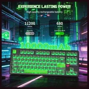 ATTACK SHARK X87 ULTRA Wireless Mechanical Keyboard, 8000Hz Polling Rate, 10000mAh Battery Up to 5000 Hours, Dot-Matrix Screen, 16.8M RGB, Tri-Mode 2.4G Wireless Bluetooth Wired, Hot-Swappable, Shadow Jade