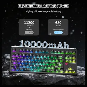 ATTACK SHARK X87 ULTRA Wireless Mechanical Keyboard, Tri-Mode 2.4G Wireless Bluetooth Wired, 8000Hz Polling Rate, 10000mAh Battery Up to 5000 Hours, Dot-Matrix Screen, Hot-Swappable, Ink Shadow