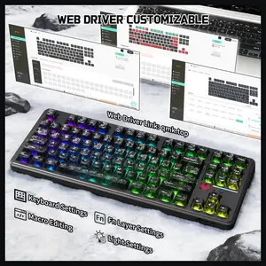 ATTACK SHARK X87 ULTRA Wireless Mechanical Keyboard, Tri-Mode 2.4G Wireless Bluetooth Wired, 8000Hz Polling Rate, 10000mAh Battery Up to 5000 Hours, Dot-Matrix Screen, Hot-Swappable, Ink Shadow