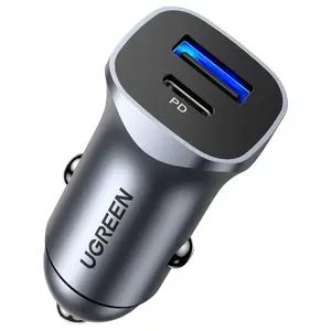 UGREEN 2-Port Car Charger, 24W Max Output, 20W USB-C PD and 18W USB-A QC 3.0, Model 30780