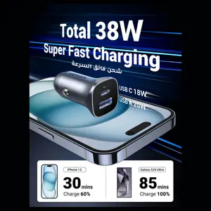 UGREEN 2-Port Car Charger, 24W Max Output, 20W USB-C PD and 18W USB-A QC 3.0, Model 30780