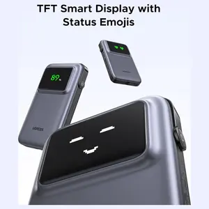 UGREEN Uno Power Bank 10000mAh 30W, PD Fast Charging, Built-in USB-C Cable, TFT Digital Display, Triple-Port Design, 35603B PB511