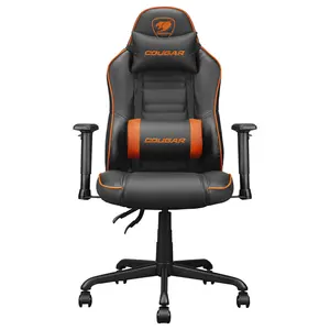 Cougar Fusion S Gaming Chair, 3D Curved Lumbar Support, 2D Adjustable Armrest, Recline 90 to 130 Degrees, Up to 120kg Weight Limit