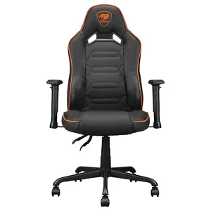 Cougar Fusion S Gaming Chair, 3D Curved Lumbar Support, 2D Adjustable Armrest, Recline 90 to 130 Degrees, Up to 120kg Weight Limit