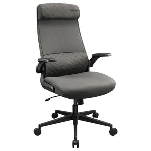 Cougar STRYDER Ergonomic Chair, Imitation Linen Upholstery, Adjustable Headrest, Multi-Density Foam Seat, Ergonomically Contoured Lumbar Zone, Class 4 Gas Lift Cylinder, Gray