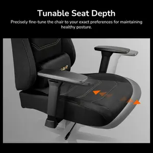 Cougar PRYME Gaming Chair, Linen Fabric Upholstery, Tunable Seat Depth, High-Back Support, 3D Armrest, Lumbar and Head Pillow, Gold F