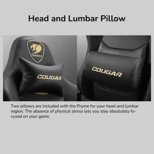 Cougar PRYME Gaming Chair, Linen Fabric Upholstery, Tunable Seat Depth, High-Back Support, 3D Armrest, Lumbar and Head Pillow, Gold F