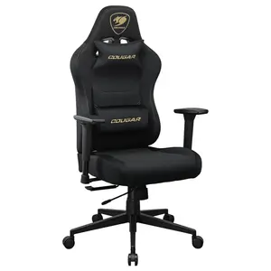 Cougar PRYME Gaming Chair, Linen Fabric Upholstery, Tunable Seat Depth, High-Back Support, 3D Armrest, Lumbar and Head Pillow, Gold F