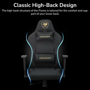 Cougar PRYME Gaming Chair, PVC Leather, 3D Armrest, Tunable Seat Depth, Lumbar and Head Pillow, Gold