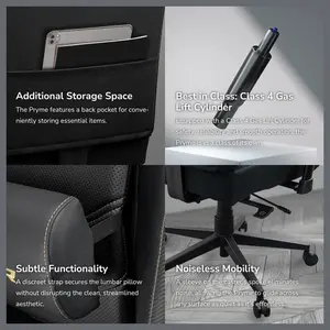 Cougar PRYME Gaming Chair, PVC Leather, High-Back Structure, Tunable Seat Depth, 3D Armrest, Lumbar and Head Pillow, White