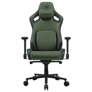 Cougar DEFENSOR S Gaming Chair, PushBack Advanced Lumbar Support, 4D Folding Armrest, High-Density Molding Foam, Magnetic Memory Foam Neck Pillow, Leather-Like Fabric Surface, Army Green F