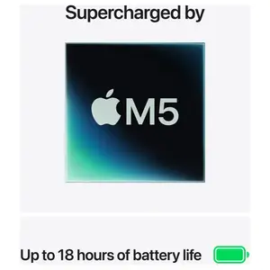Apple MacBook Air 15, Apple M5 10-Core Chip, 16GB Unified RAM 1TB SSD, 15.3" 2880 x 1864 Liquid Retina Display, 10-Core GPU 16-Core Neural Engine, Silver MDVA4