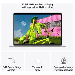 Apple MacBook Air 15, Apple M5 10-Core Chip, 16GB Unified RAM 1TB SSD, 15.3" 2880 x 1864 Liquid Retina Display, 10-Core GPU 16-Core Neural Engine, Silver MDVA4