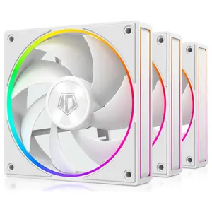 ID-Cooling AF-127-ARGB-W TRIO 120mm Case Fan, Fluid Dynamic Bearing, Daisy Chain Connector, Up to 78CFM, White