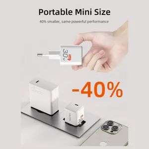 Cabletime 30W USB-C GaN Wall Charger PD 3.0 for iPhone, 30W Max, EU Plug, PC Fireproof Shell, G30AW