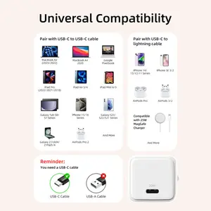 Cabletime 30W USB-C GaN Wall Charger PD 3.0 for iPhone, 30W Max, EU Plug, PC Fireproof Shell, G30AW