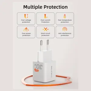 Cabletime 30W USB-C GaN Wall Charger PD 3.0 for iPhone, 30W Max, EU Plug, PC Fireproof Shell, G30AW