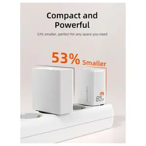 Cabletime GA65W 65W Triple GaN Wall Charger, 2xUSB-C PD and USB-A QC, AC100-240V Universal Input