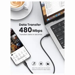 UGREEN 60W USB Type-C Charging Cable, 3A PD 3.0 Fast Charge, USB C to USB C, Up to 480Mbps Data Transfer, 1M, 50997