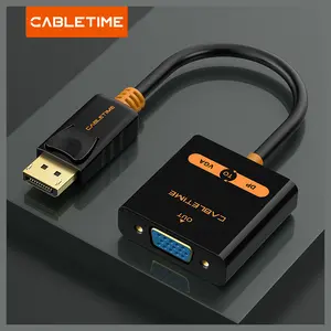 CABLETIME CP25B DisplayPort to VGA Video Converter Adapter, 1080P 60Hz, DP Male to VGA Female, ANX9832 Chipset