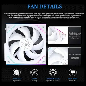 Thermalright Magic QUBE 360 ARGB Liquid CPU Cooler, 360mm Radiator 397x120x52mm, 2000RPM PWM Fans, ARGB Digital Screen, Wireless Splice 3 Fan, White