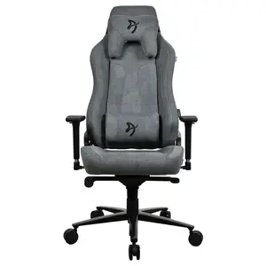 Arozzi Vernazza Soft Fabric Ergonomic Office and Gaming Chair, Durable Upholstery, Cold Cured Molded Foam, 3D Ergonomic Armrests, Adjustable Lumbar Pillow, Soft Neck and Lumbar Support Pillows, Ash Grey