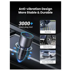 UGREEN EC703 75W Dual Type-C and 1x USB Car Charger, 2x USB-C PD 3.0 and 1x USB-A, QC 4.0 Plus and PPS Support, Smart Power Distribution, Space Gray 35024
