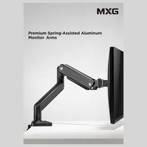 MXG BMA-12U Mechanical Spring Monitor Arm, 17"-32" Single Monitor, 2-10kg Capacity, 2xUSB 3.0 Port, Matte Black