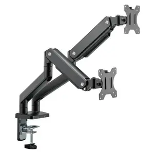 MXG BMA-24U Dual Monitor Premium Aluminum Spring-Assisted Mechanical Spring Monitor Arm, 17"-32" Screens, 2-10kg Per Screen, 2xUSB 3.0 Port, Matte Black