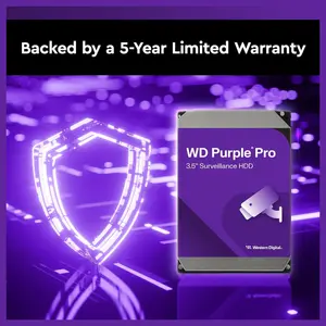Western Digital WD Purple Pro Surveillance Internal Hard Drive HDD, 22TB, SATA 6Gb/s, 512MB Cache, 3.5 Inch, WD221PURP