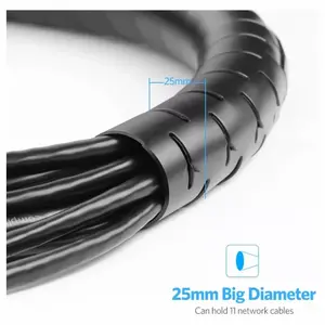 UGREEN Cable Zipper Tube Wire Organizer, 25mm 1.5 Meter PE Spiral Cable Sleeve for Office, Desk, TV, and Home Cable Management, 30818, Black