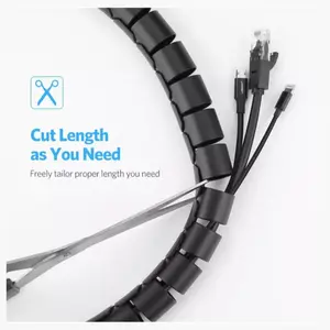 UGREEN Cable Zipper Tube Wire Organizer 25mm 3 Meter, PE Spiral Cable Sleeve for Office, Desk, TV, and Home Cable Management, Black 30819