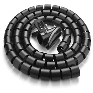 UGREEN Cable Zipper Tube Wire Organizer, 25mm 1.5 Meter PE Spiral Cable Sleeve for Office, Desk, TV, and Home Cable Management, 30818, Black