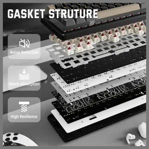 ATTACK SHARK X66 60% Wireless Gasket Mechanical Keyboard, Bluetooth and 2.4G Wireless and Type-C Wired, Hot-Swap 3 and 5-Pin, Pre-Lubed Strawberry Switch, 16.8 Million RGB, Starry Black