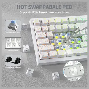 ATTACK SHARK X820Ultra Tri-mode Gasket Mechanical Keyboard, 75% ANSI Layout, Bluetooth 5.1 and 2.4G Wireless and Type-C Wired, TFT Smart Display and Knob, Hot-swappable, Programmable RGB, White Contours