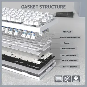 ATTACK SHARK X820Ultra Tri-mode Gasket Mechanical Keyboard, 75% ANSI Layout, Bluetooth 5.1 and 2.4G Wireless and Type-C Wired, TFT Smart Display and Knob, Hot-swappable, Programmable RGB, White Contours