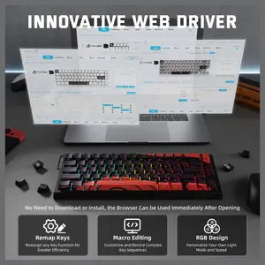 ATTACK SHARK X68PRO HE Wireless Rapid Trigger Keyboard, 60% Tri-Mode Wireless 8000Hz, 0.01mm RT Accuracy, Adjustable Actuation 0.1-3.4mm, RGB Backlight, Black and Red Contour Line