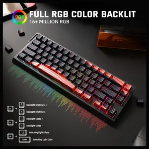 ATTACK SHARK X68PRO HE Wireless Rapid Trigger Keyboard, 60% Tri-Mode Wireless 8000Hz, 0.01mm RT Accuracy, Adjustable Actuation 0.1-3.4mm, RGB Backlight, Black and Red Contour Line