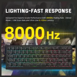 ATTACK SHARK X68PRO HE Wireless Rapid Trigger Keyboard, 60% Tri-Mode Wireless, 8000Hz Polling Rate 0.125ms Latency, 0.01mm RT Accuracy, Adjustable 0.1-3.4mm Actuation, Black Contour Line