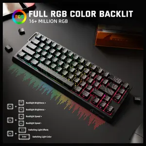 ATTACK SHARK X68PRO HE Wireless Rapid Trigger Keyboard, 60% Tri-Mode Wireless, 8000Hz Polling Rate 0.125ms Latency, 0.01mm RT Accuracy, Adjustable 0.1-3.4mm Actuation, Black Contour Line