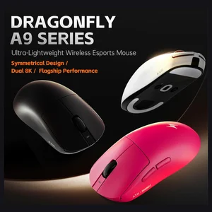 ATK Dragonfly A9 Pro Max 2.0 Wireless Gaming Mouse, PAW3395 Ultra Sensor, Up to 30,000 DPI, 57g Lightweight, Up to 200 Hours Battery, Tri-Mode 2.4G Bluetooth and Wired, White