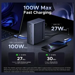 Ugreen Revodok Pro 14-in-1 USB-C Docking Station, Triple 4K Display 2x DisplayPort and 1x HDMI, 100W USB-C Power Delivery, 10Gbps USB-C and USB-A, Gigabit Ethernet, 170MB/s SD and microSD, 3.5mm Audio, 85489