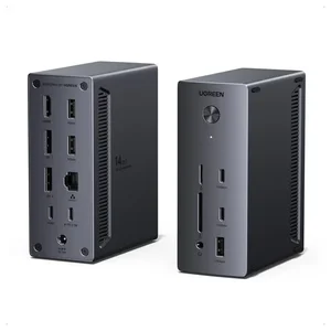 Ugreen Revodok Pro 14-in-1 USB-C Docking Station, Triple 4K Display 2x DisplayPort and 1x HDMI, 100W USB-C Power Delivery, 10Gbps USB-C and USB-A, Gigabit Ethernet, 170MB/s SD and microSD, 3.5mm Audio, 85489