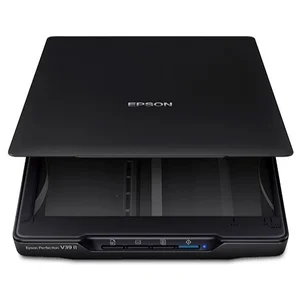 Epson Perfection V39 II Color Photo and Document Flatbed Scanner, 4800 DPI Optical Resolution, USB-Powered, High-Rise Removable Lid, Built-In Kickstand