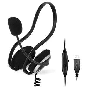 A4Tech HU-5P Neckband Headset, 40mm Driver, Inline Controls With Mic Mute, Rotatable Omnidirectional Noise-Cancelling Microphone