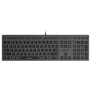 A4Tech FX60 Scissor Switch Keyboard, Illuminate White Backlit, Low Profile Chocolate Keycaps, Operating System Swap, Grey