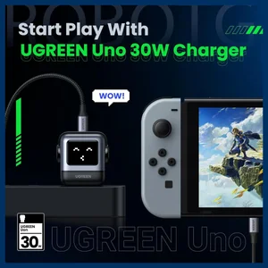 UGREEN Uno RG 30W USB-C GaN Charger, LED Screen, Foldable Plug, Black, 15550