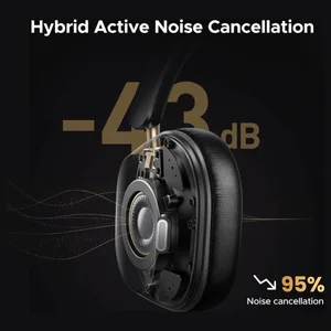 UGREEN HiTune Max5c Wireless Over Ear Headphones, Hybrid ANC Up to 43dB, 75H Playtime, Hi-Res LDAC, Spatial Audio, Bluetooth 5.4, USB-C Wired Audio, Black, 35757