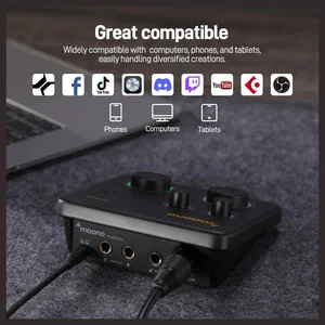 Maono PS22 Lite Audio Interface, Wireless Lavailar Microphone for Content Creation